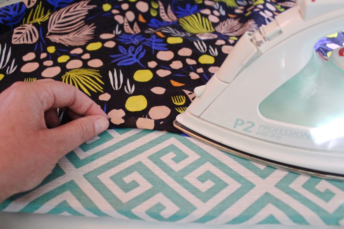 step 23: Add a side hem for the open edges of the skirt