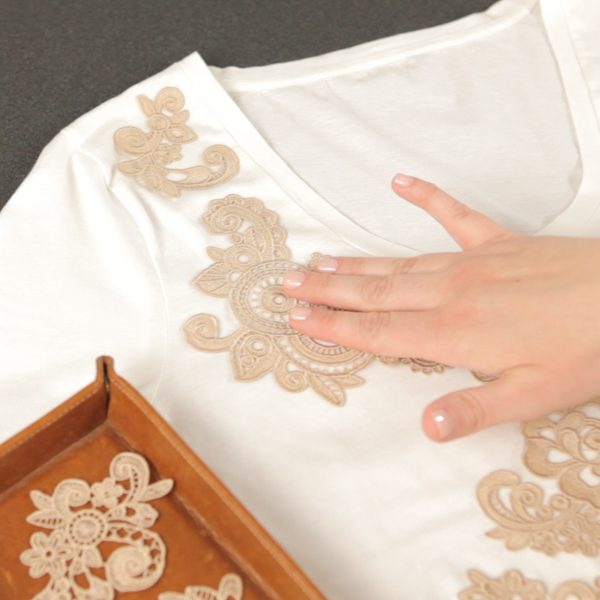 Lace Applique Tutorial-place the lace designs
