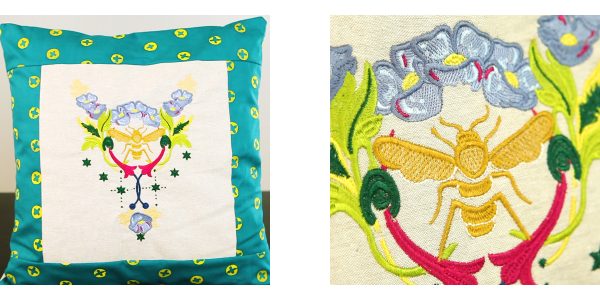 Embroidered Pillow with Alison Glass Design