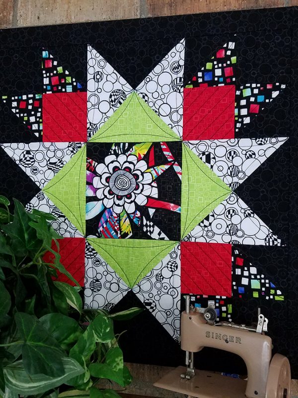 Union square quilt block framed