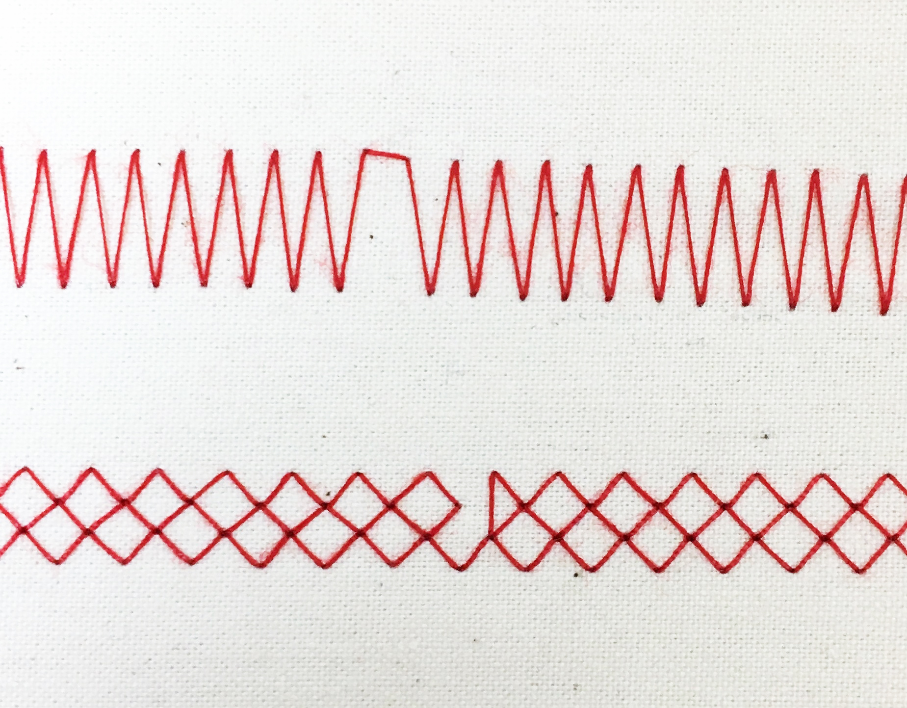 Example of skipping stitches
