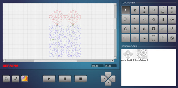 Screen display of grouped design