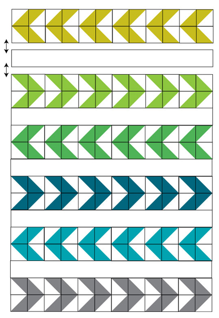 Arrow Baby Quilt with half-square triangles by Lee Heinrich