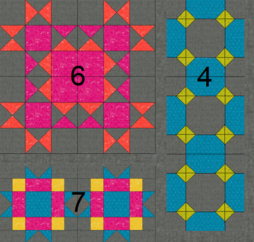 Piecing the quilt blocks of the Block of the Month Quilt