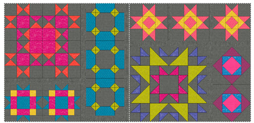Seam Sections 1 and 2 for the top half of the quilt