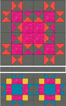 Block of the Month - Piecing: Seam the 2” x 24 1/2” strip between Blocks 6 and 7