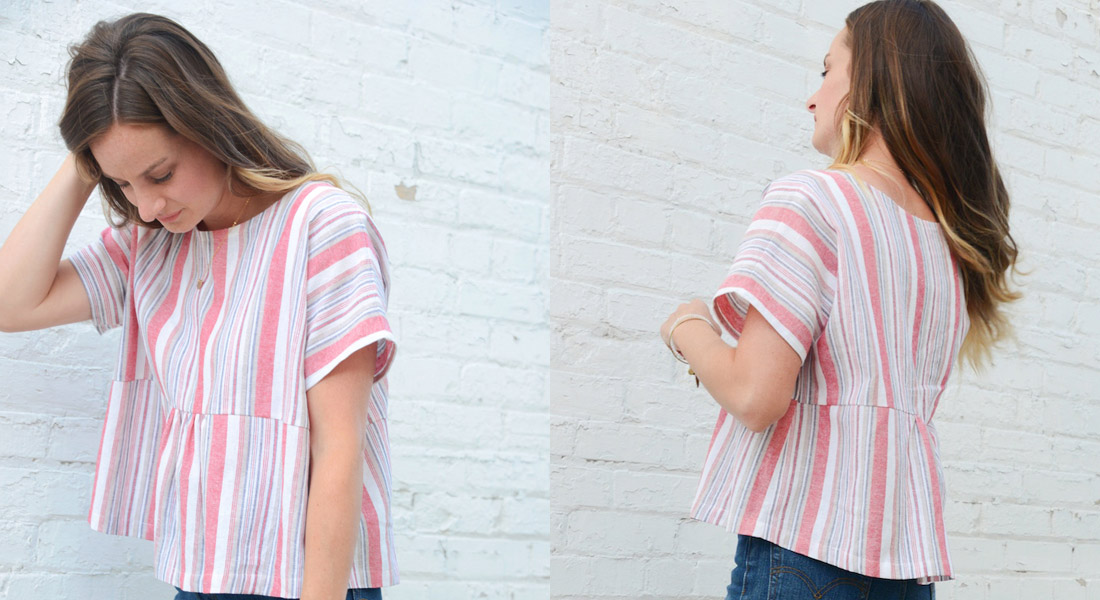 Women's boxy gathered top