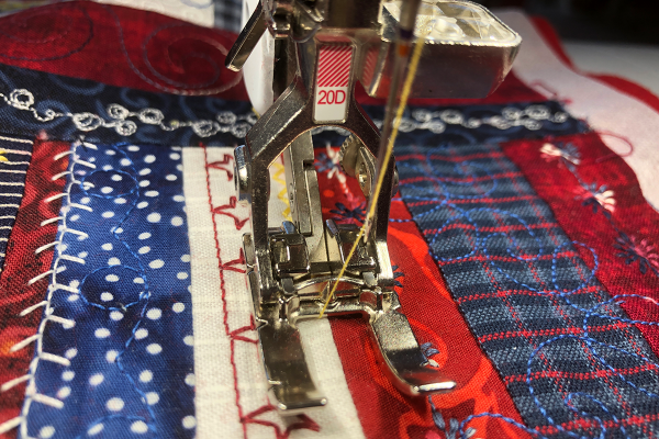 Red White an Blue Star Banner decorative stitches