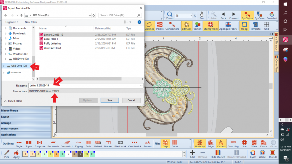 Multicolor Embroidery: Save and import the file into the machine