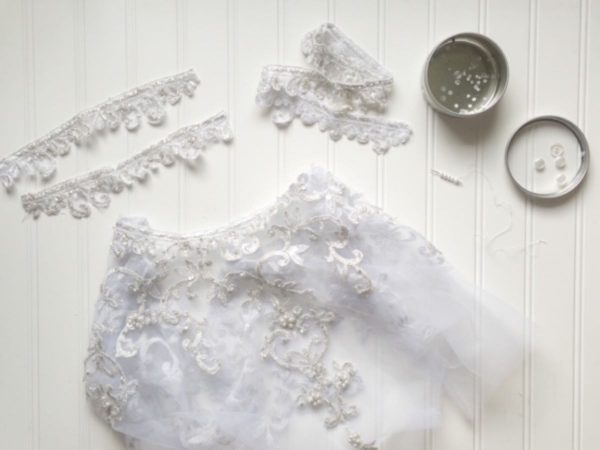 Embellishments from Deconstructed Wedding Dress