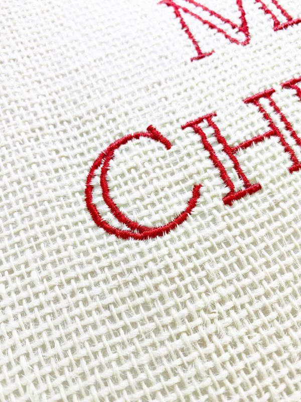 Sewing and Embroidering a Burlap Fabric Gift Bag: Embroidery the Front of the Burlap Fabric