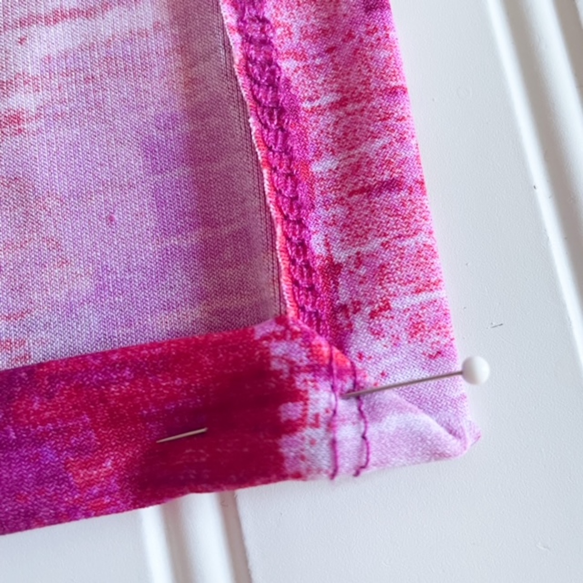 Scarf Style Bib Tutorial: Hemming the Scarf Close Up