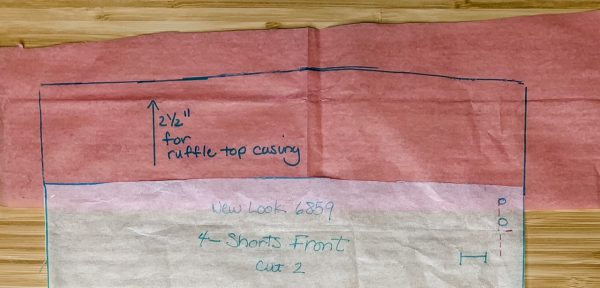 Add inches to the top of pattern for paperbag casing