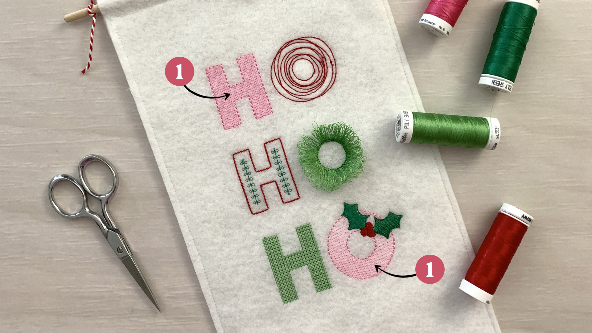 The first of four color runs creates the first H and last O.