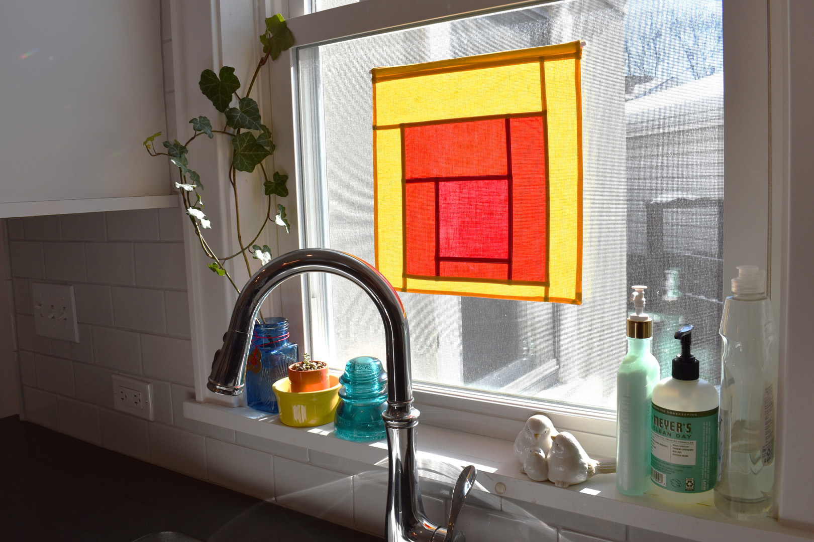 Pojagi Patchwork Suncatcher by Erika Mulvenna