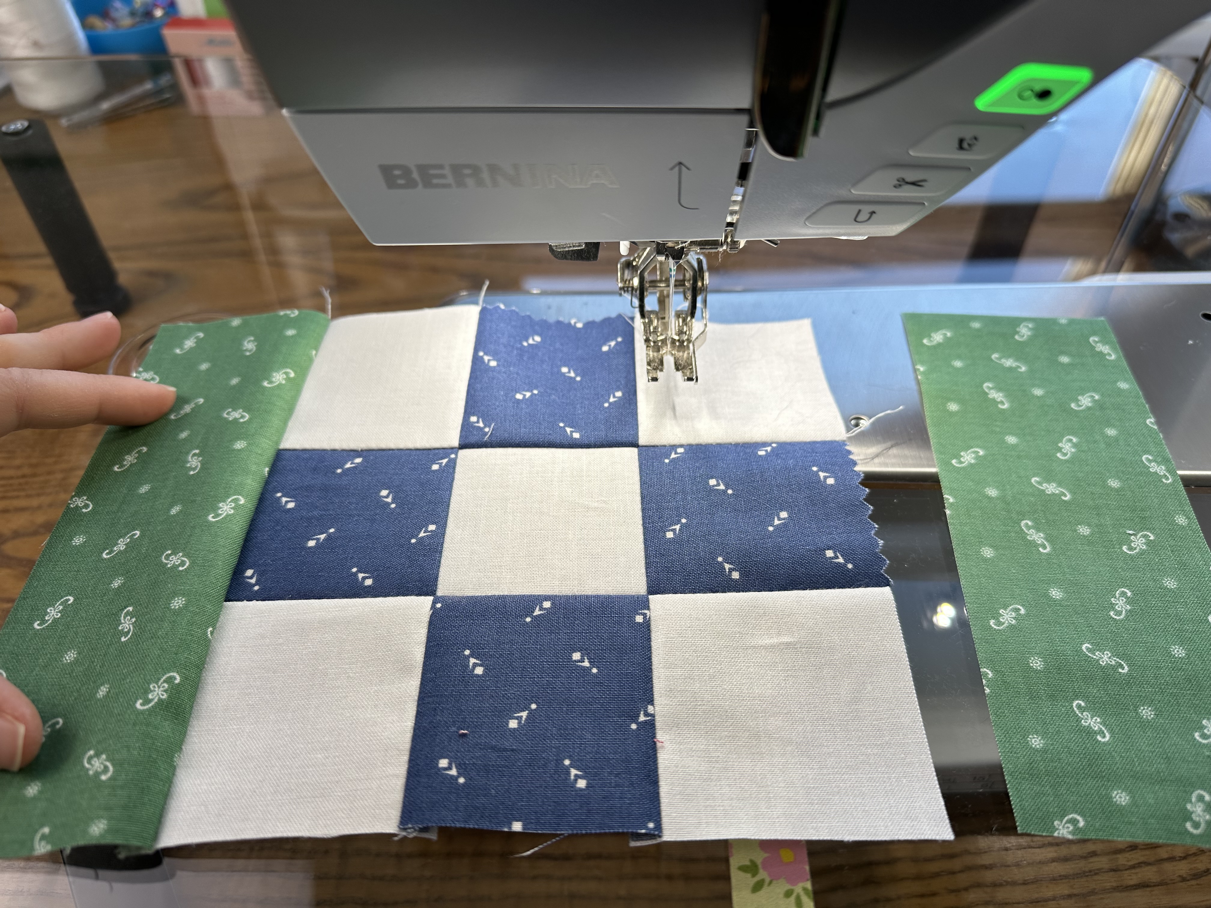 Making the middle row of Block A for the Nona Quilt Along BERNINA WeAllSew blog