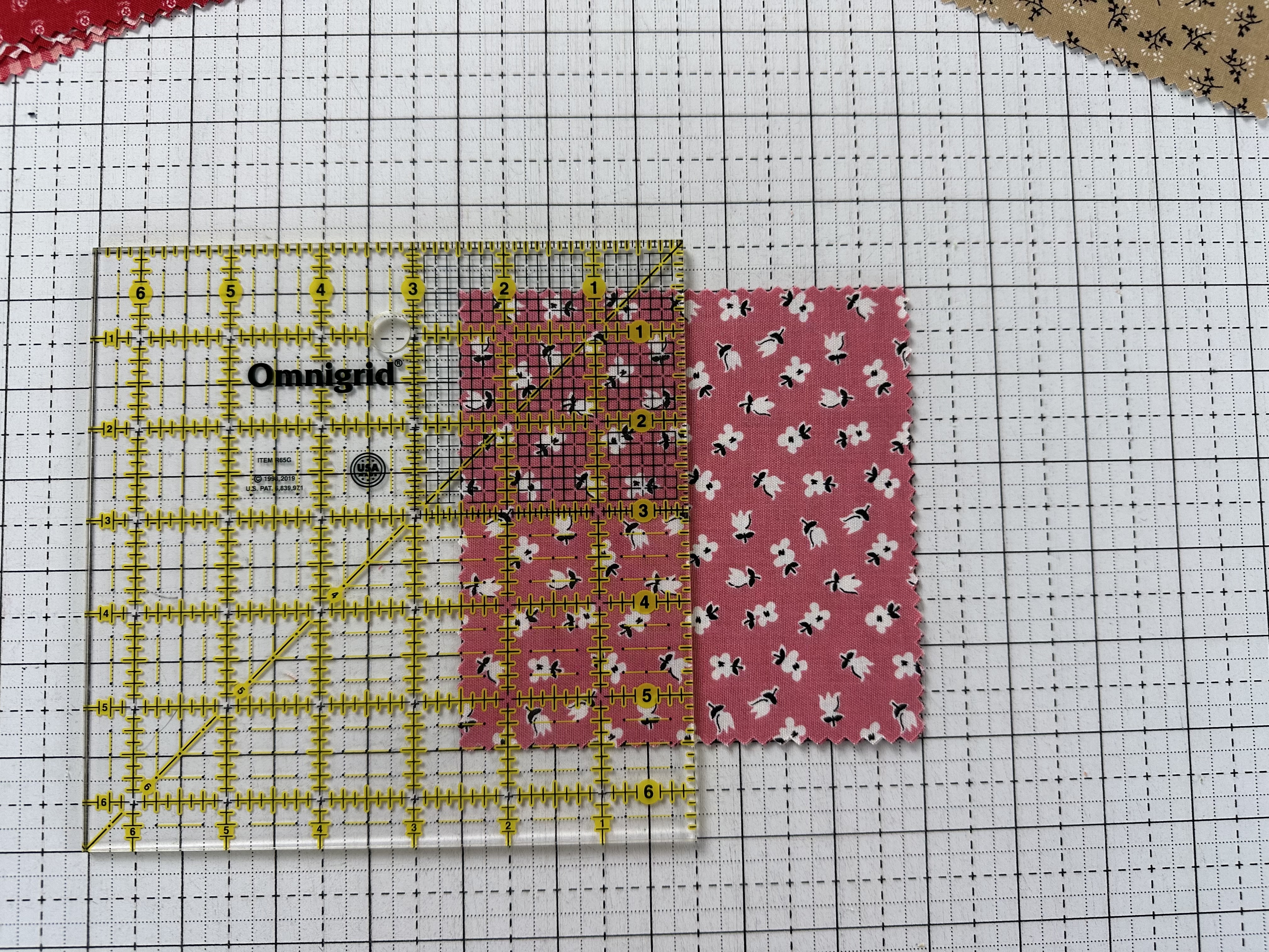 A 5" square cut vertically in half