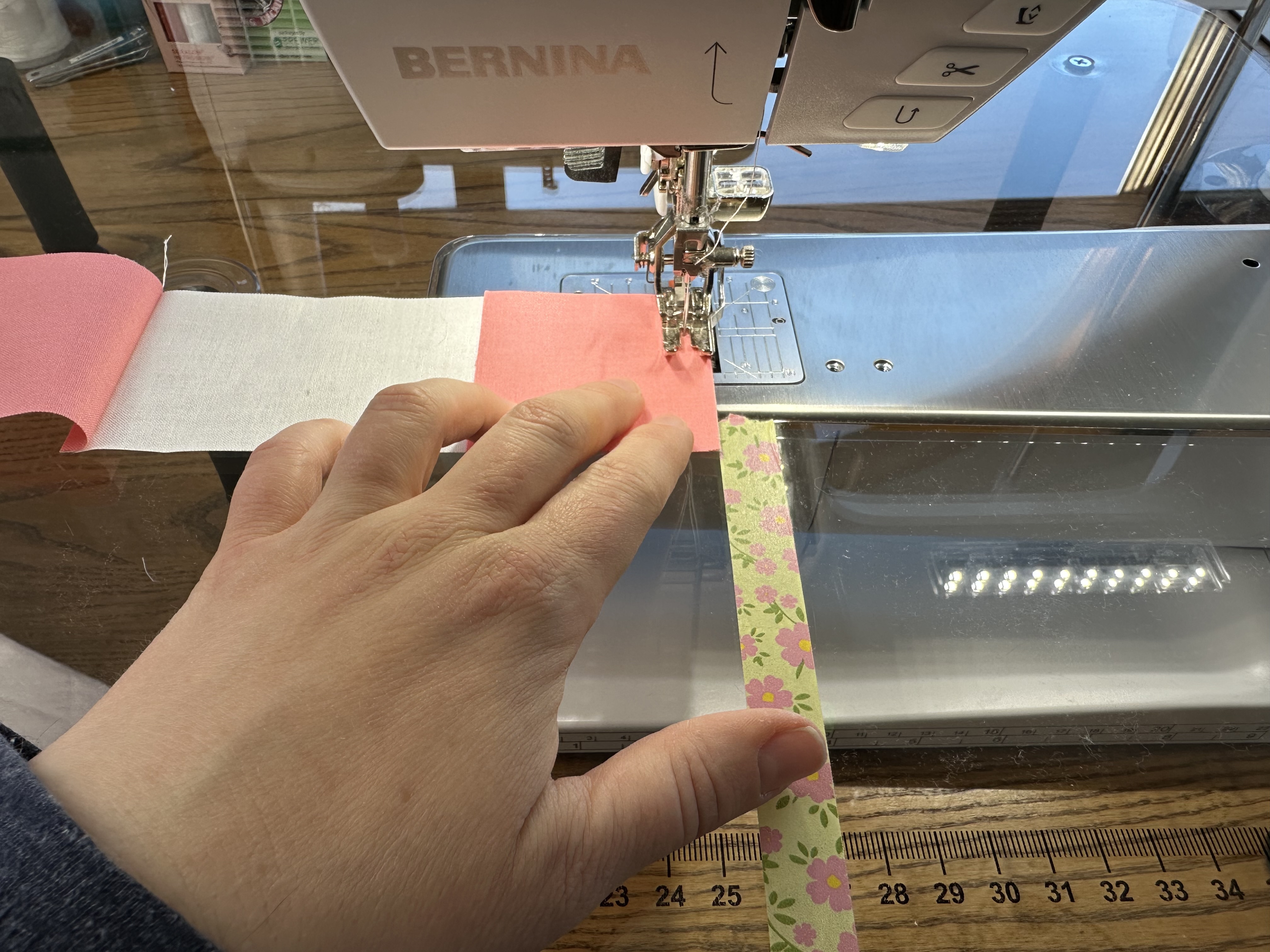 Making the top/bottom row of Block B for the Nona Quilt Along BERNINA WeAllSew blog