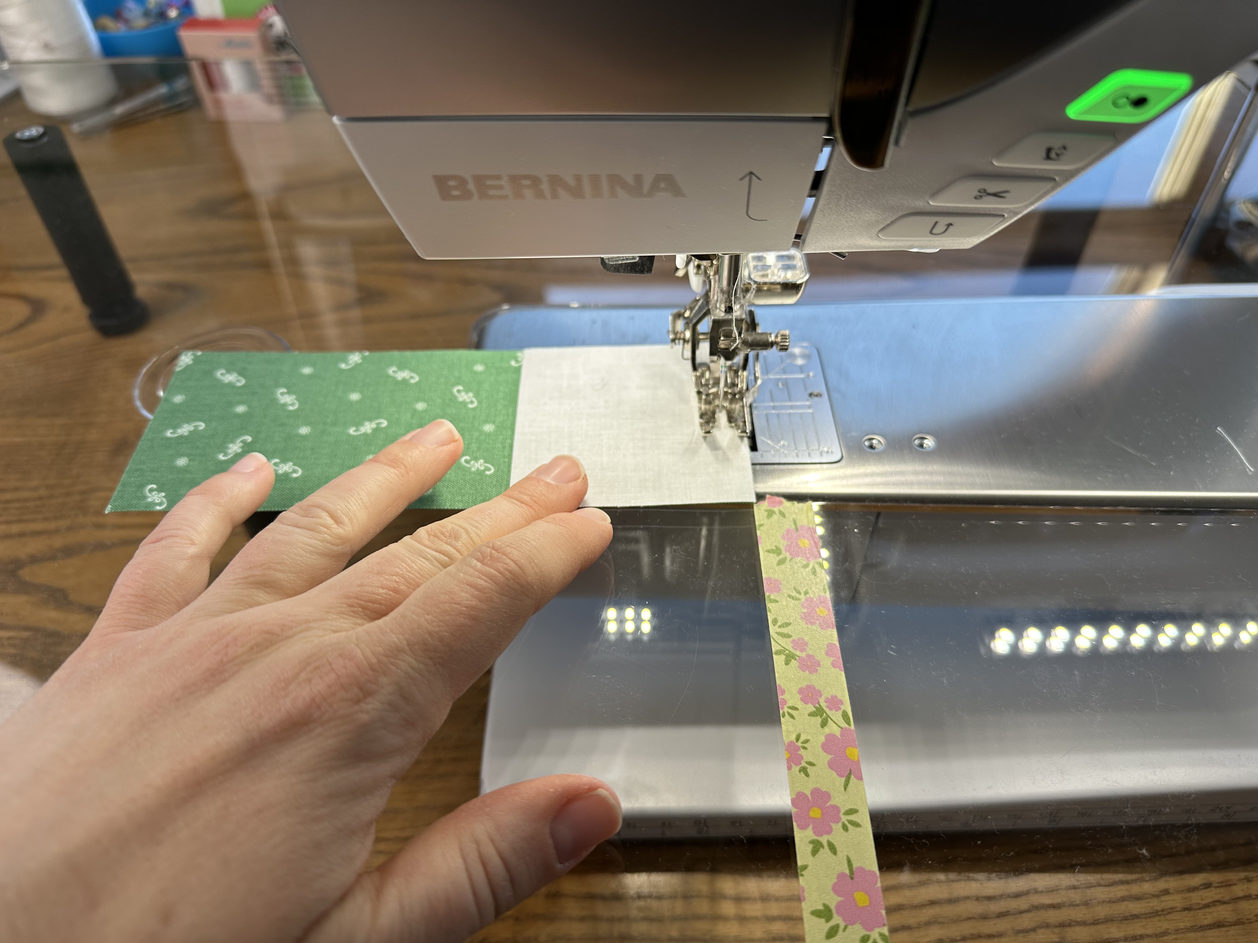 Making the top/bottom row of Block A for the Nona Quilt Along BERNINA WeAllSew blog