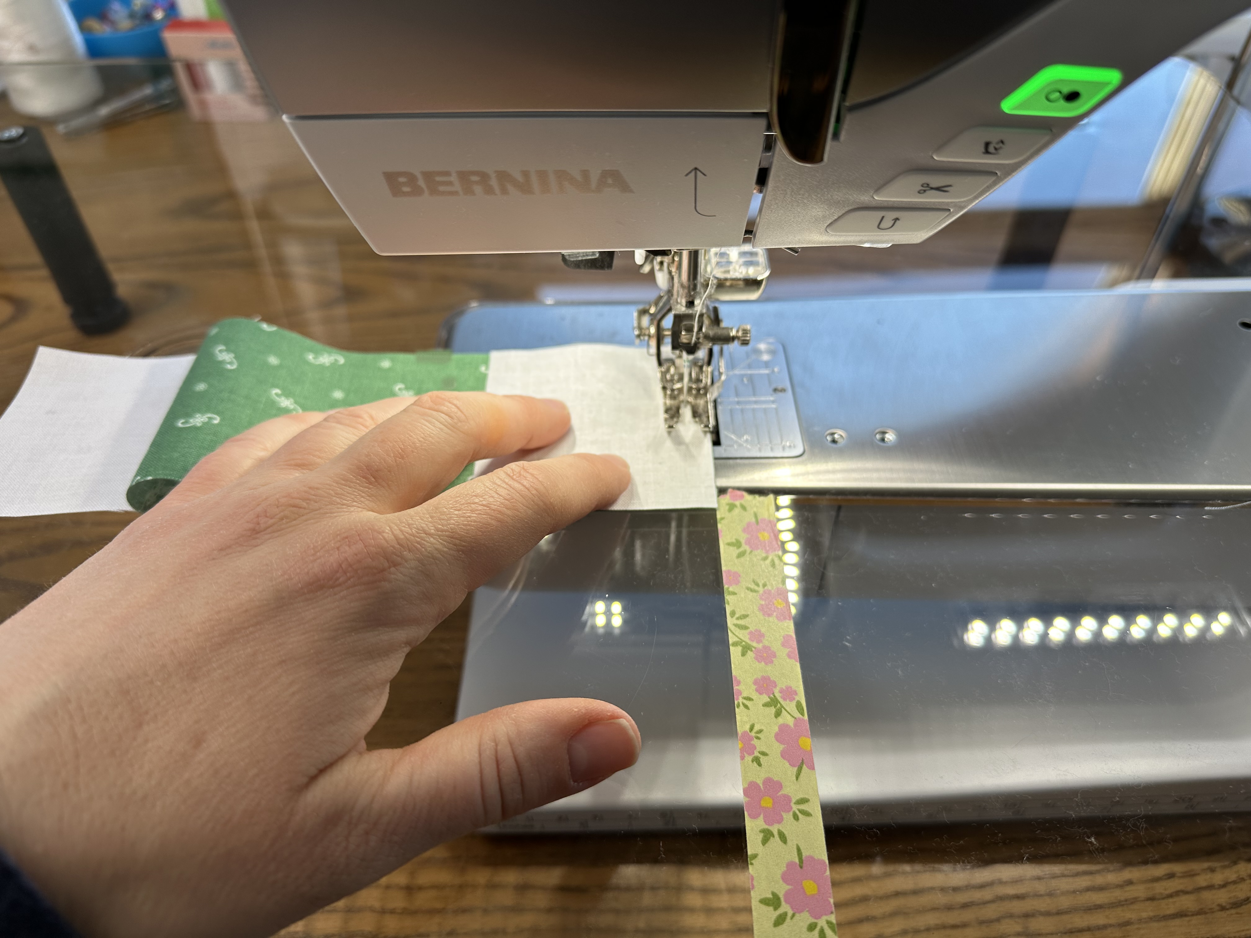 Making the top/bottom row of Block A for the Nona Quilt Along BERNINA WeAllSew blog
