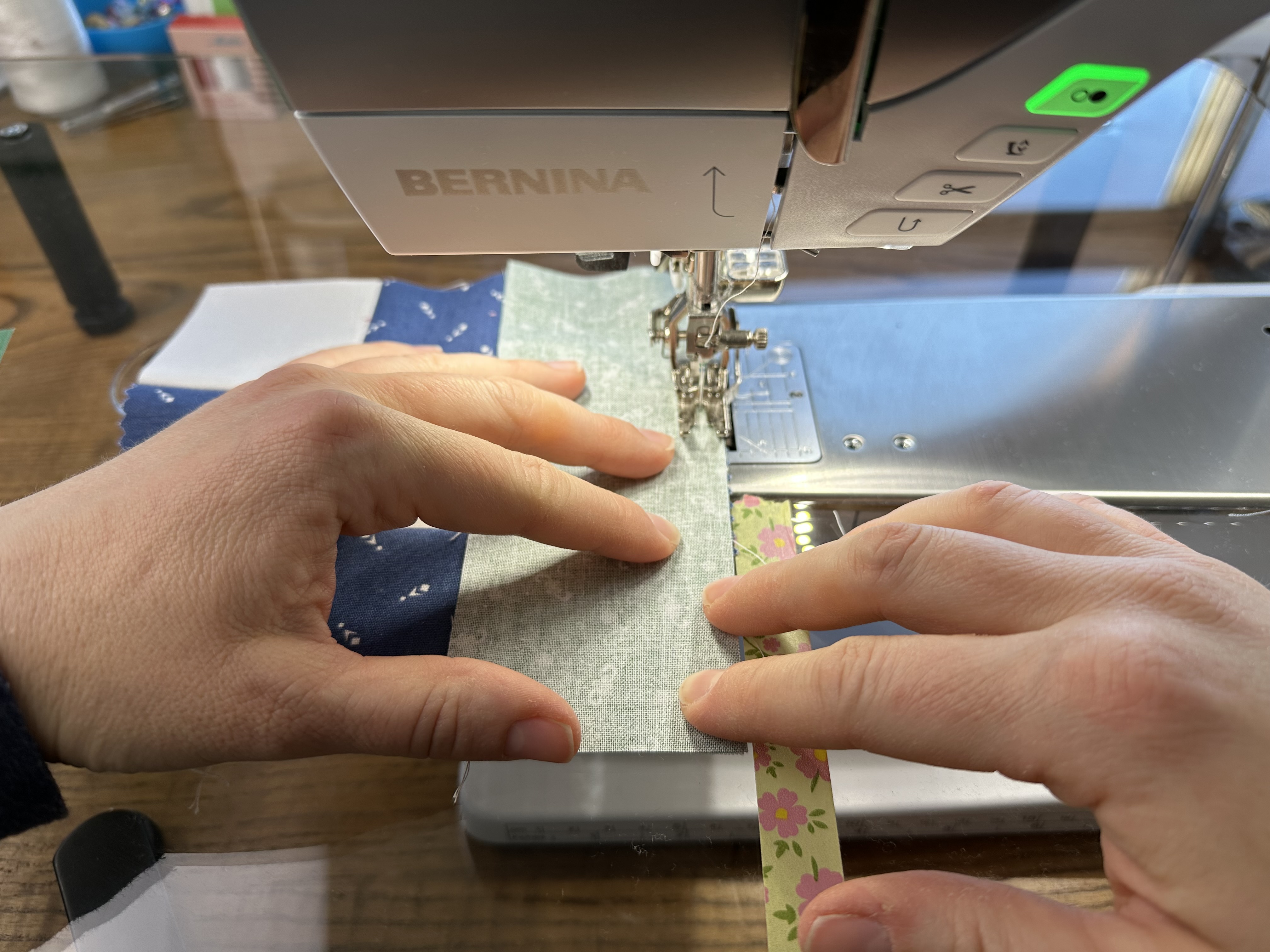 Making the middle row of Block A for the Nona Quilt Along BERNINA WeAllSew blog