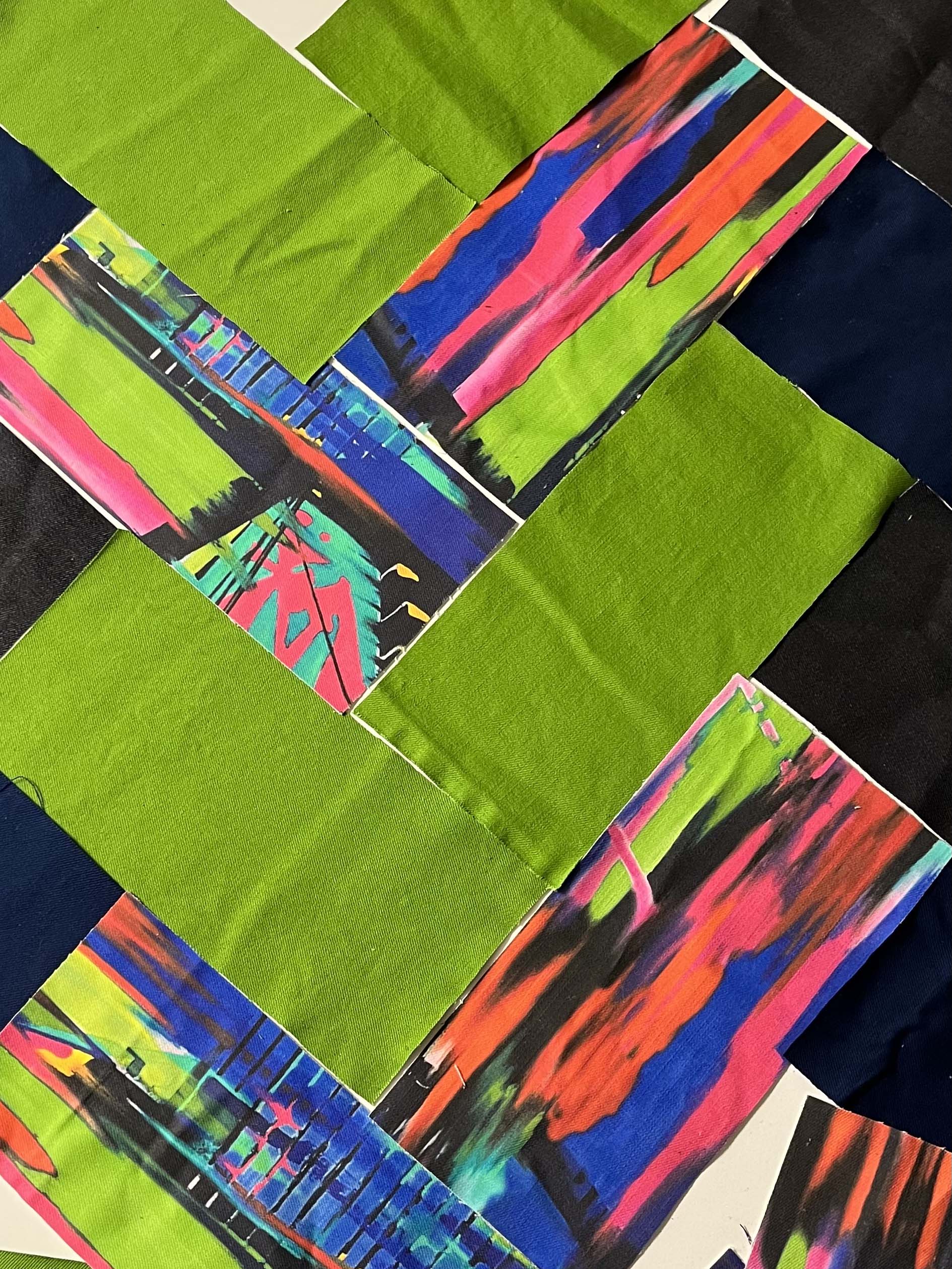 Beginner Friendly Sewing Project Rectangle Textile Design. learn to sew, learn how to sew, beginner patchwork, beginner fashion sewing