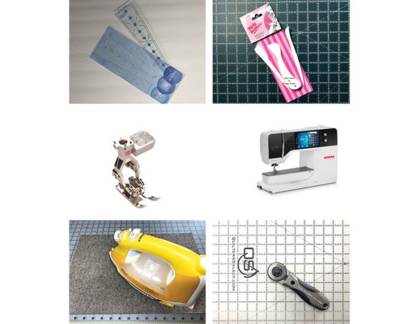 Doable Dresden materials list wedge ruler, hera tool, quarter inch presser foot, sewing