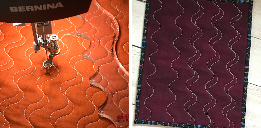 Squiggle ruler quilting ribbon design and BERNINA Adjustable Ruler Foot #72