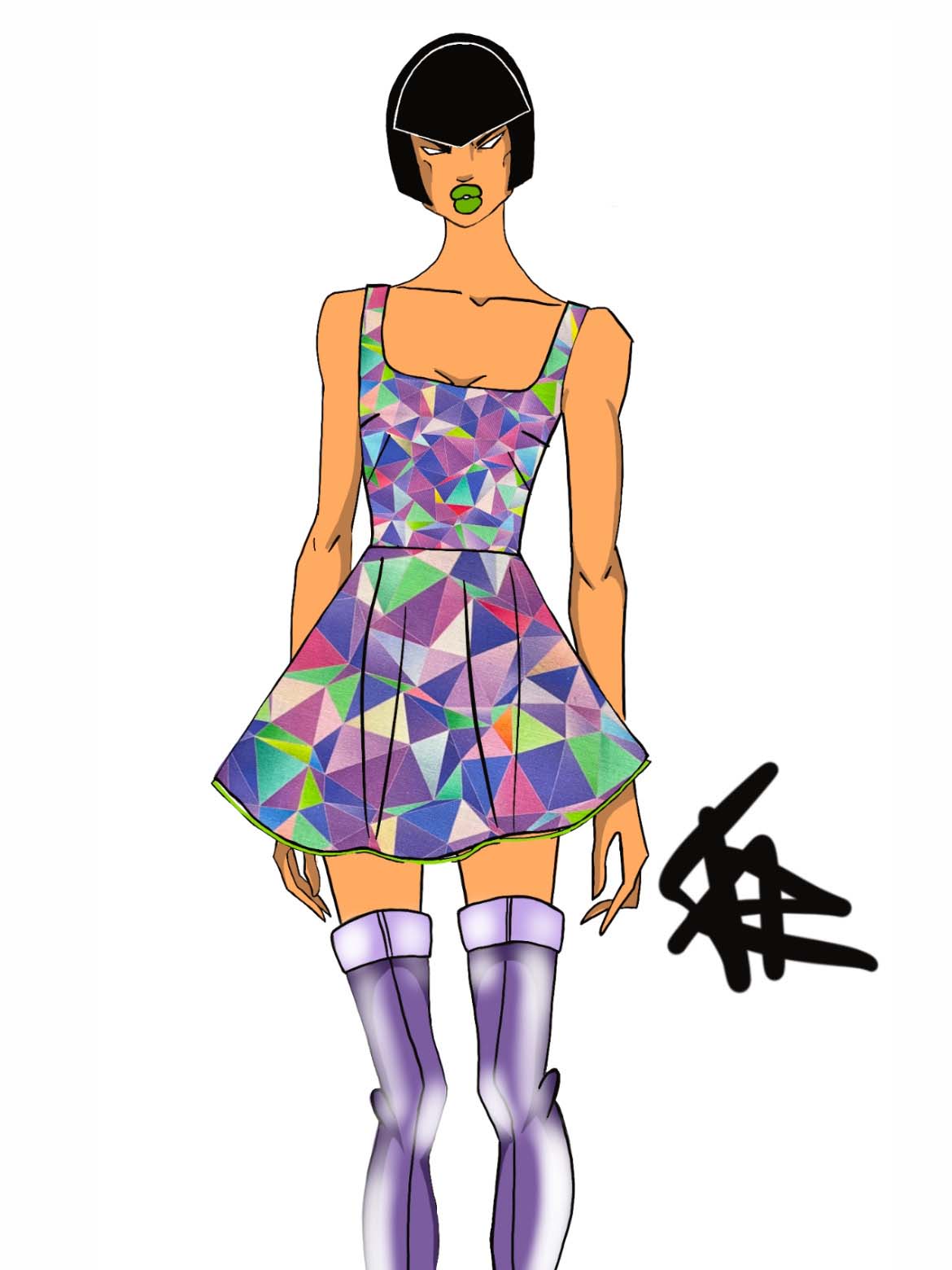 Draping a Dress Design Illustration
