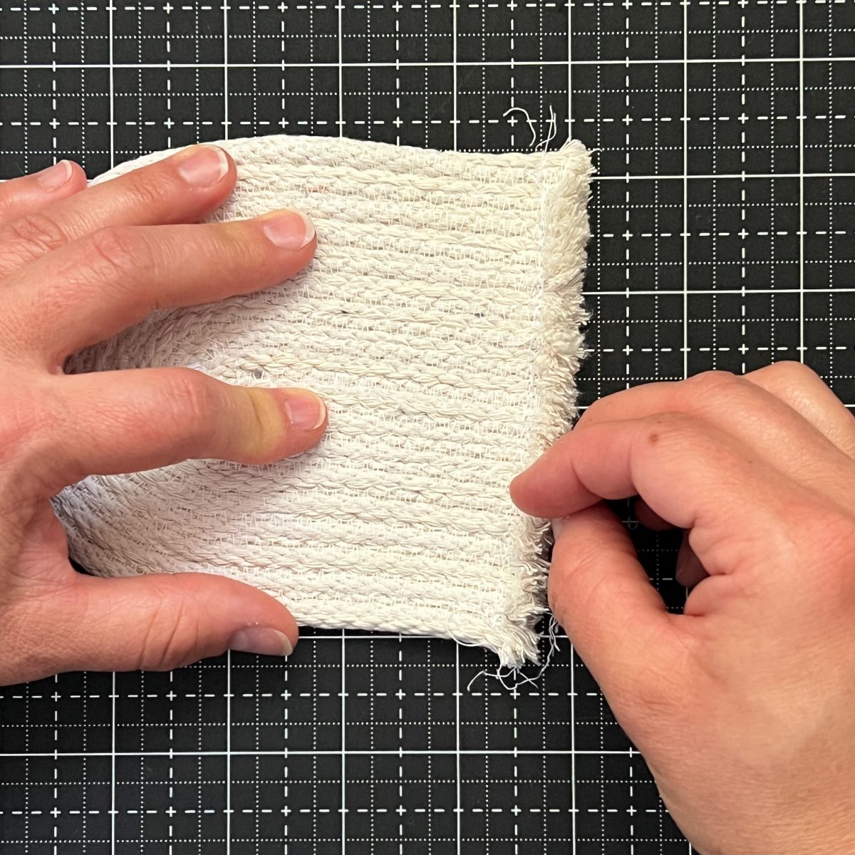 Ghosters Rope Coasters Tutorial - Fray the raw edges of the cording