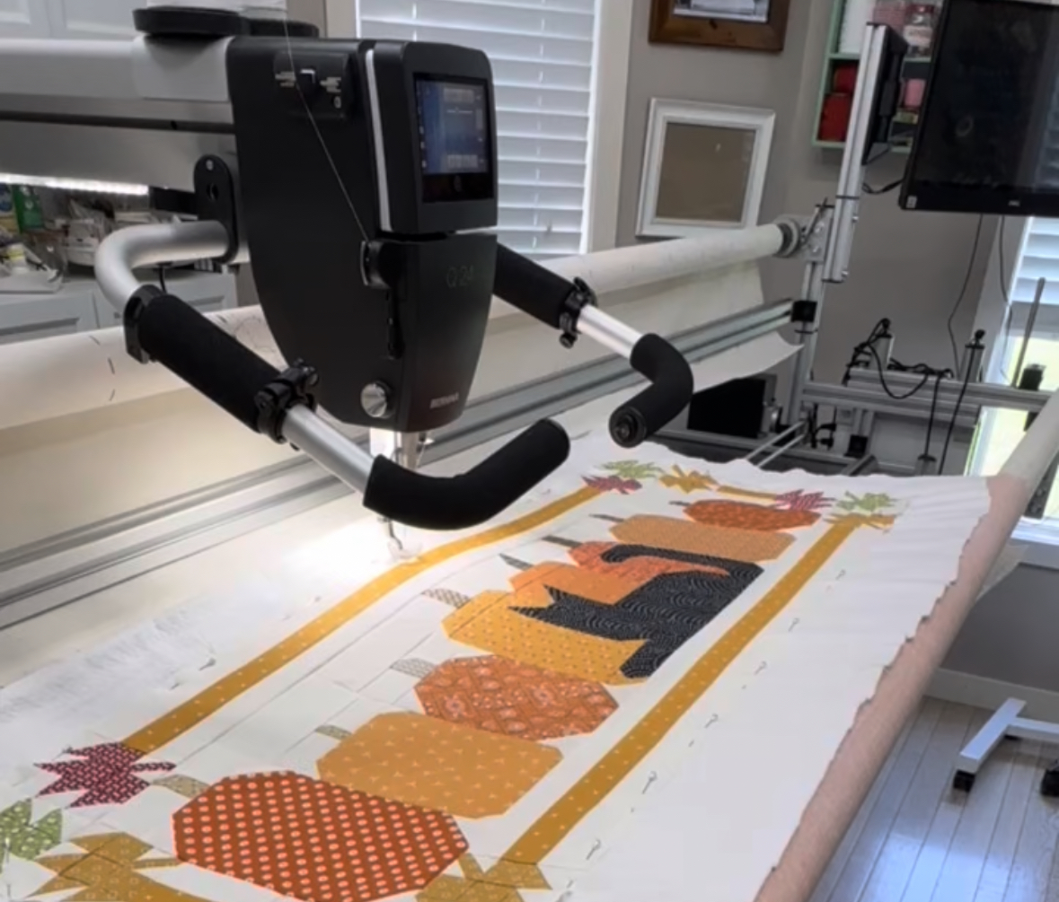 Onyx in Autumn Table Runner on a Large Fram and a BERNINA Q24