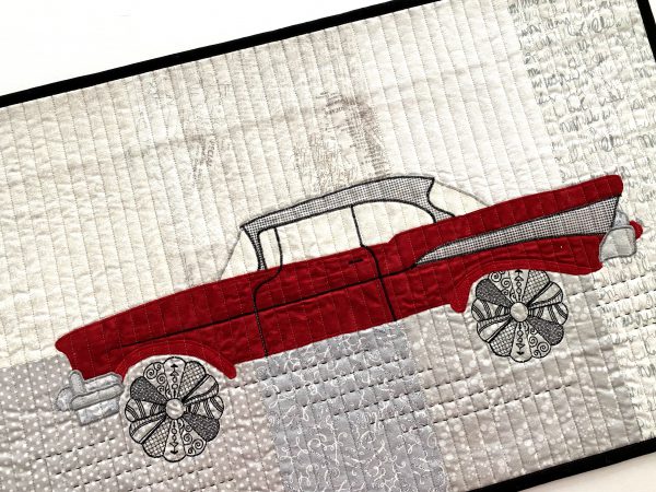 Here's the completed That Old '57 Art Quilt ready to zip off for a cruise.