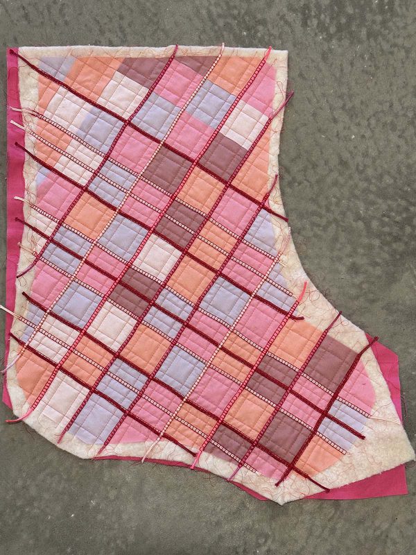 Couched Christmas Stocking- Finished Couching