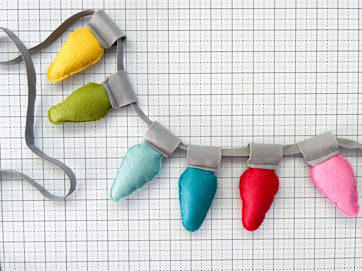 Felt Bulb Garland Tutorial - Finished Garland Bright Colors
