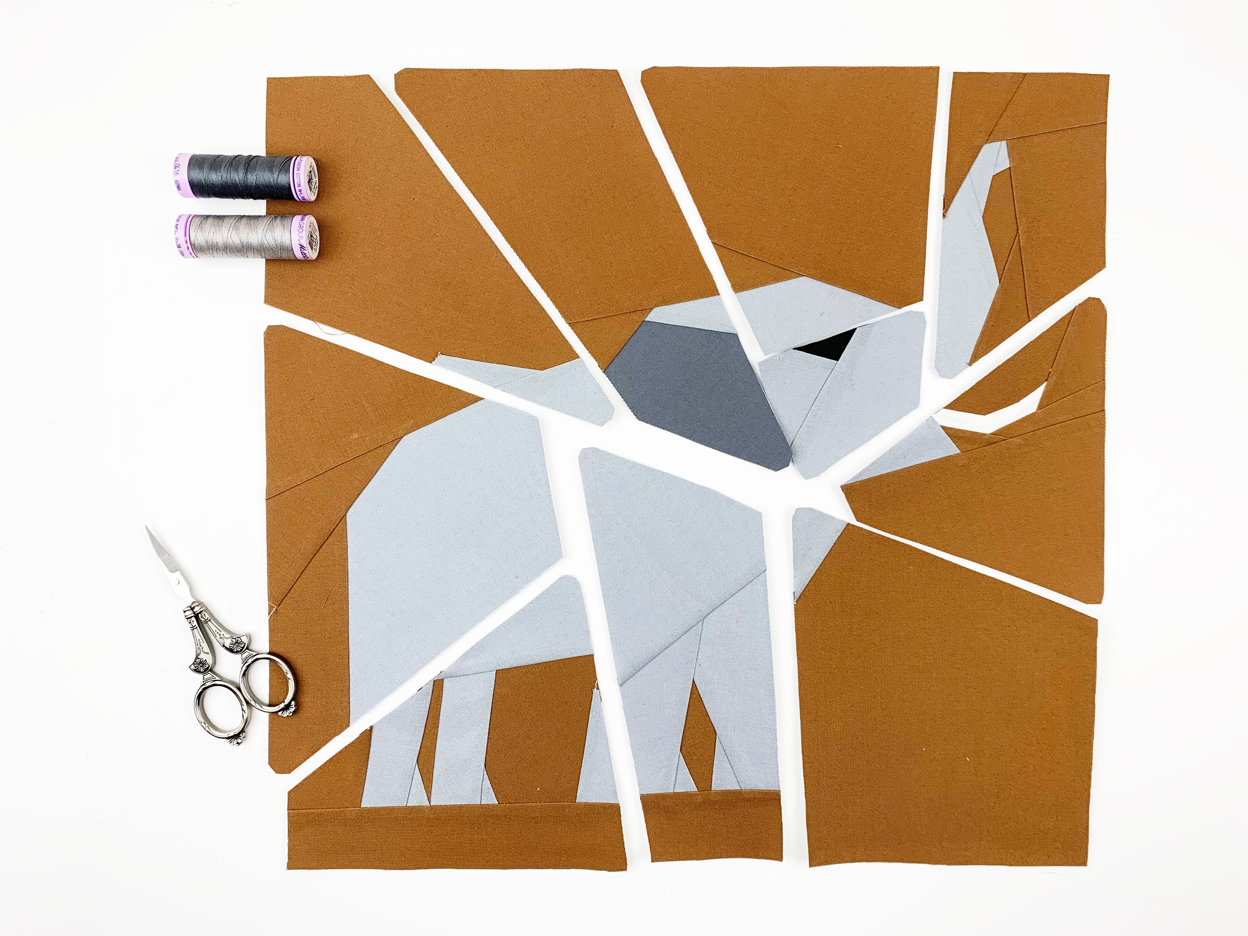 Elephant quilt block finished segments