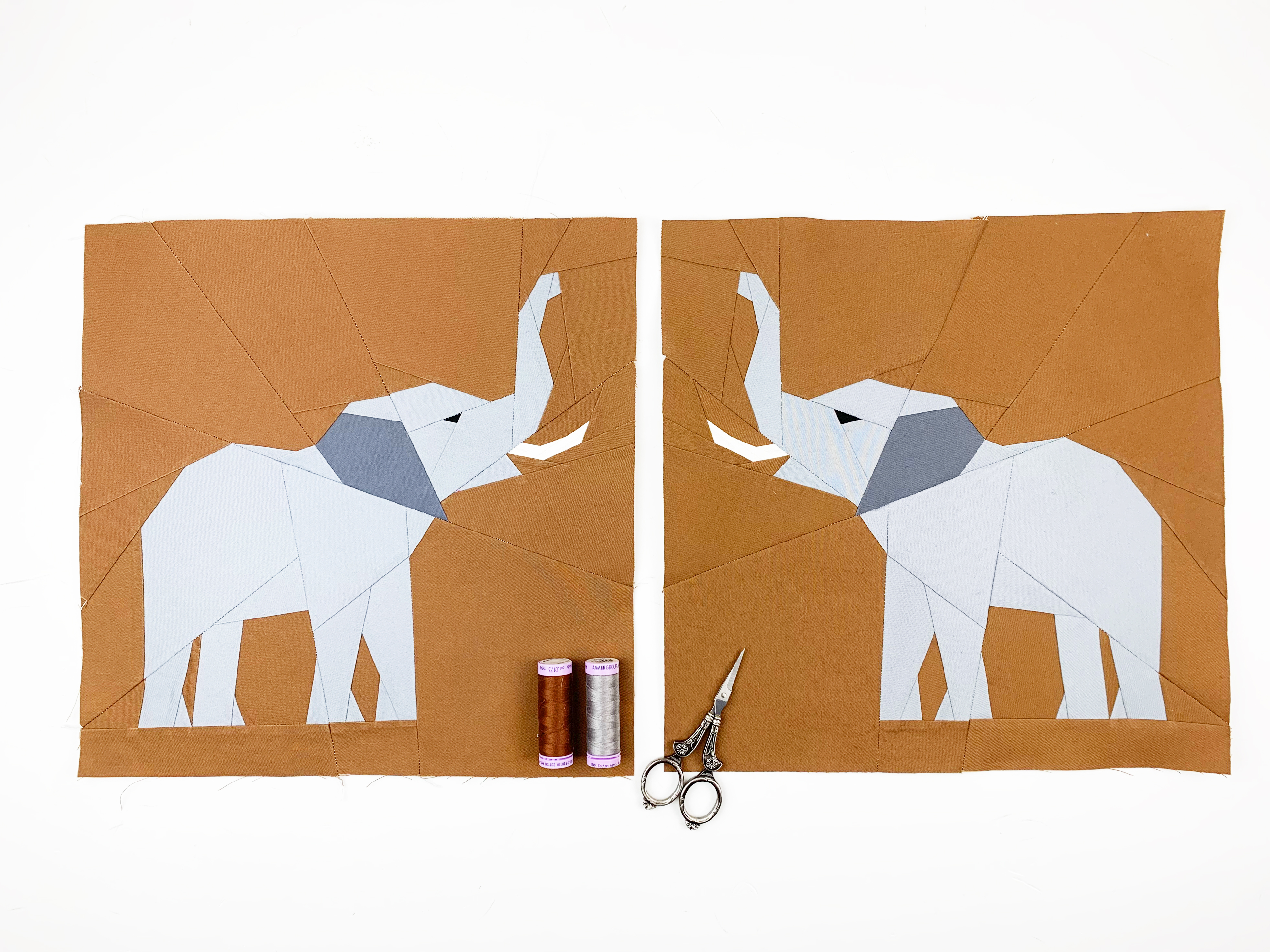 Elephant quilt block pattern