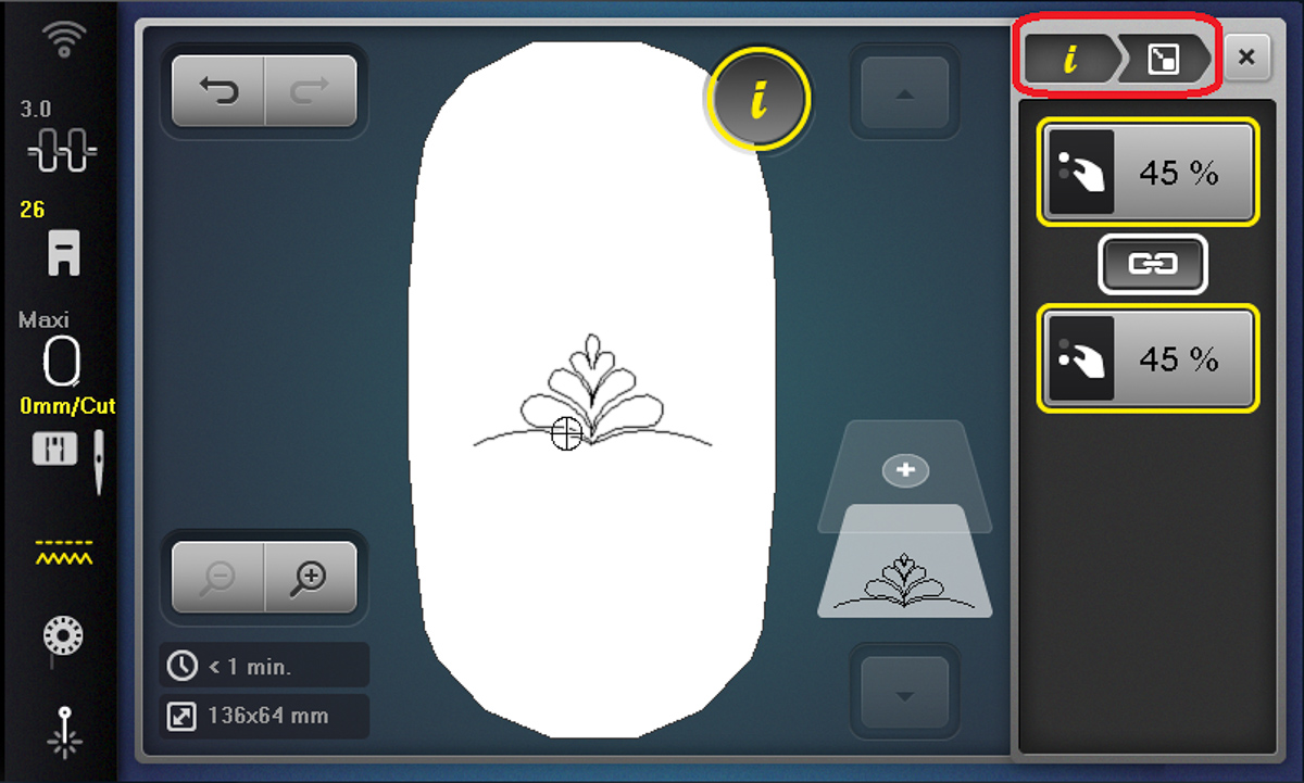 Display screen showing a resized Design #6.