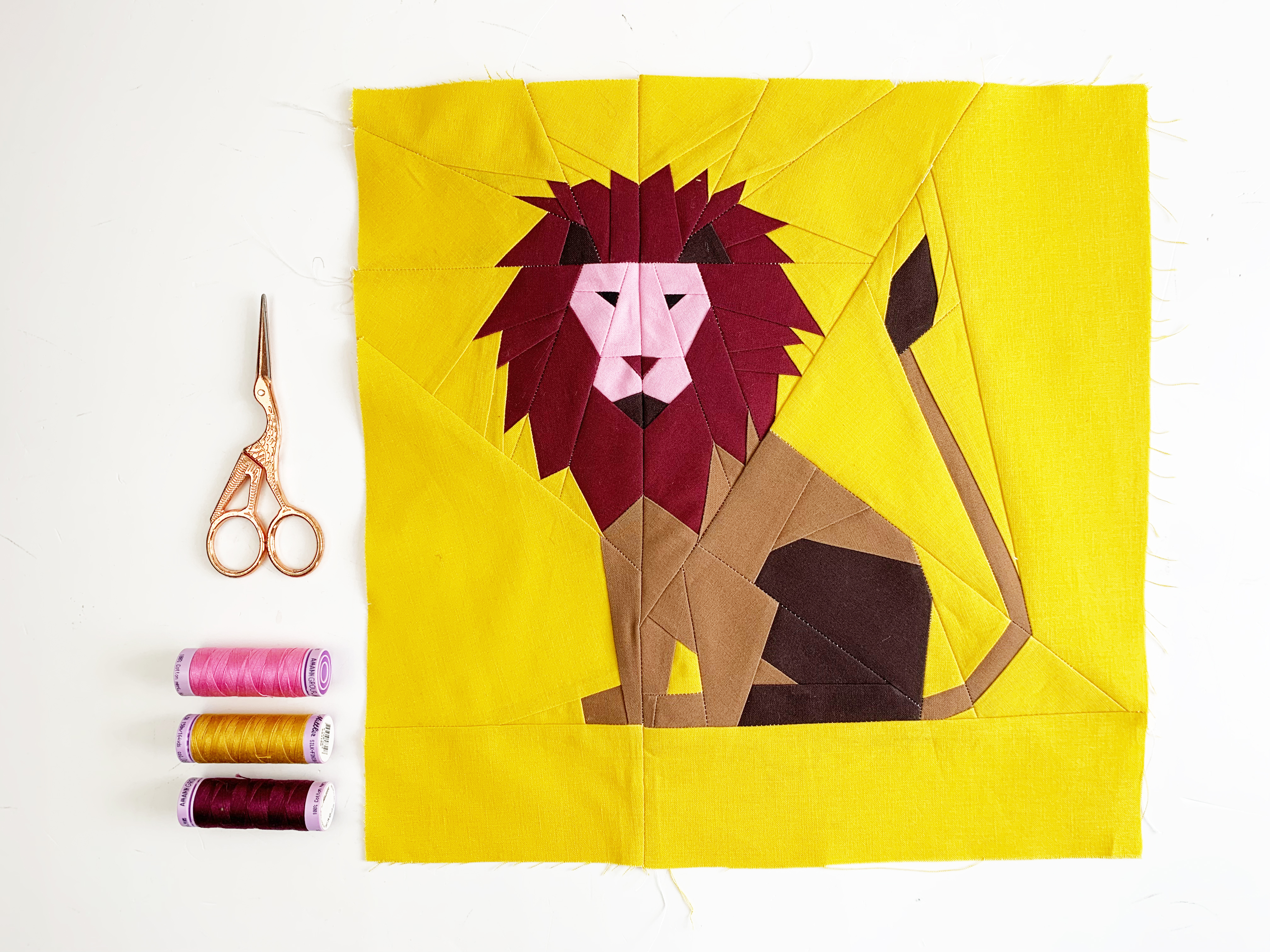 lion quilt block pattern