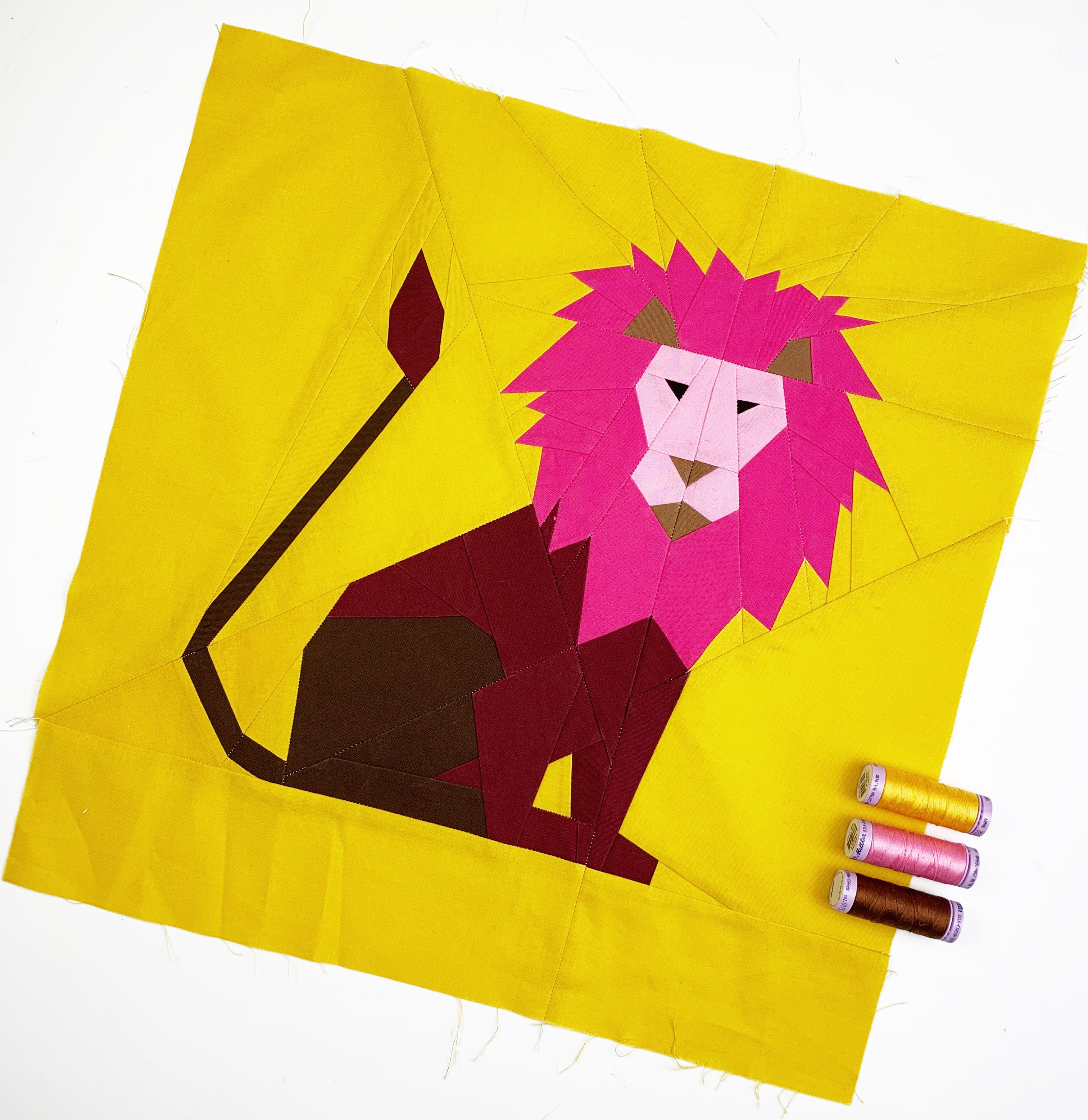 lion quilt block pattern