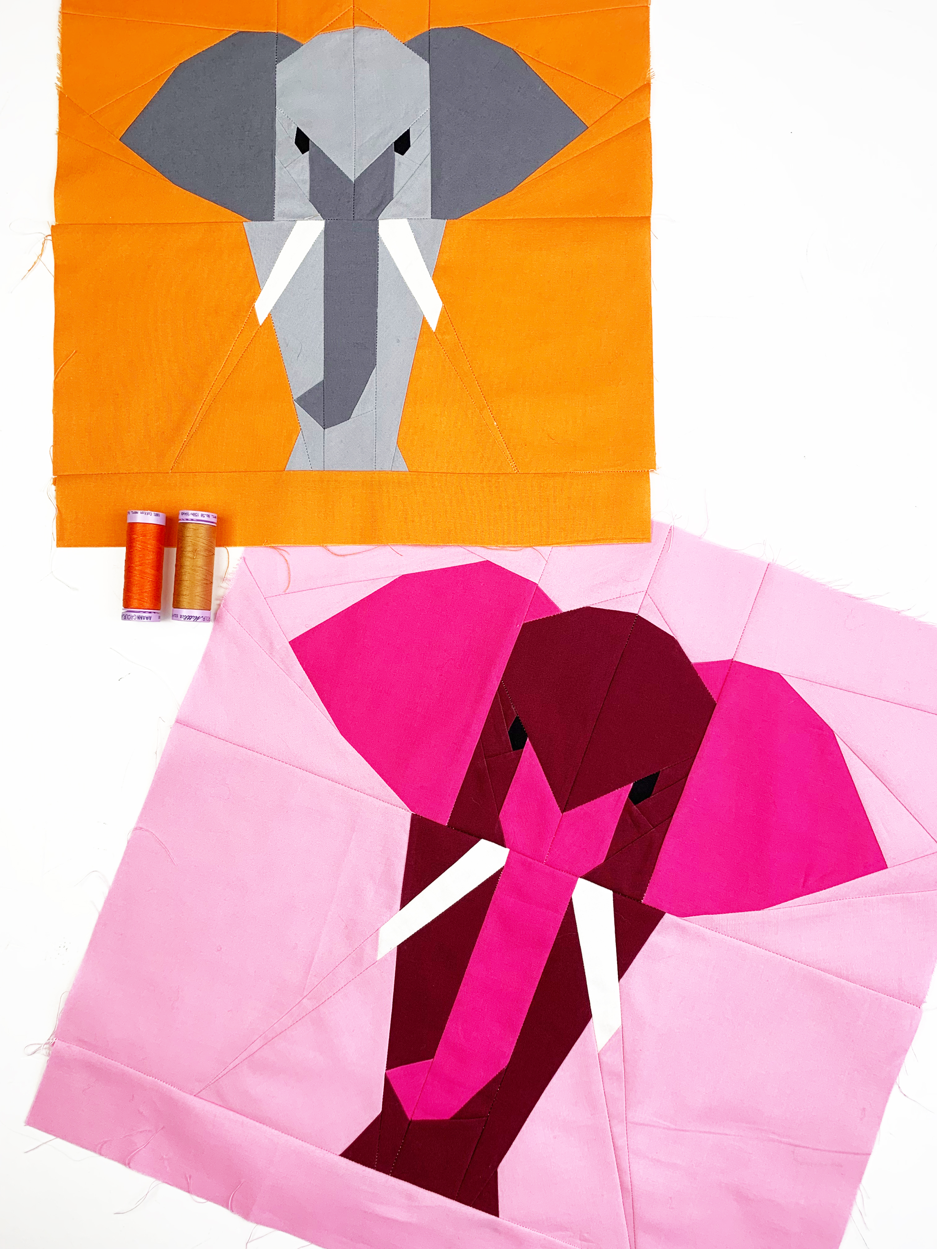 standing elephant quilt block
