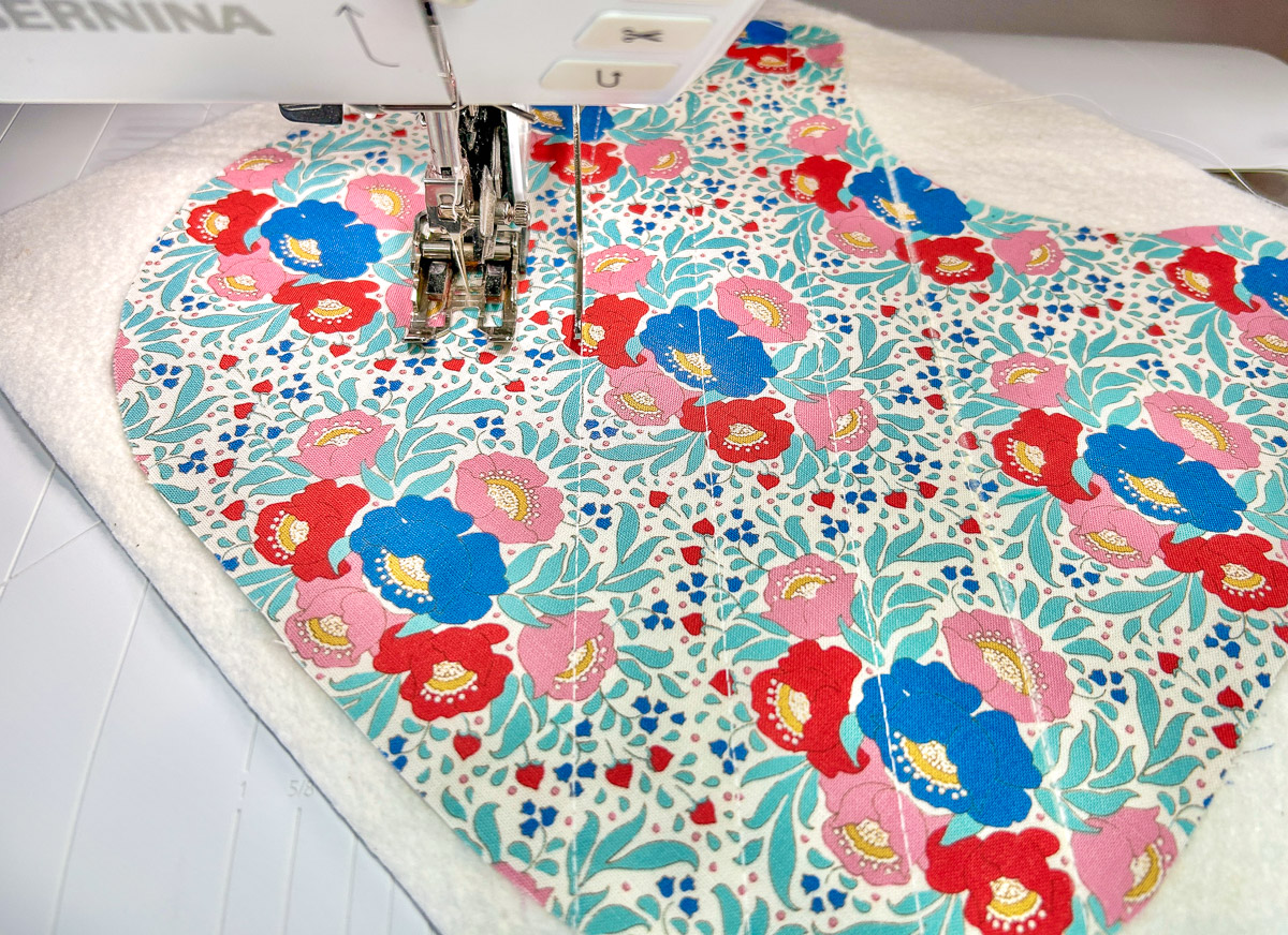Colorful bib quilted on with walking foot