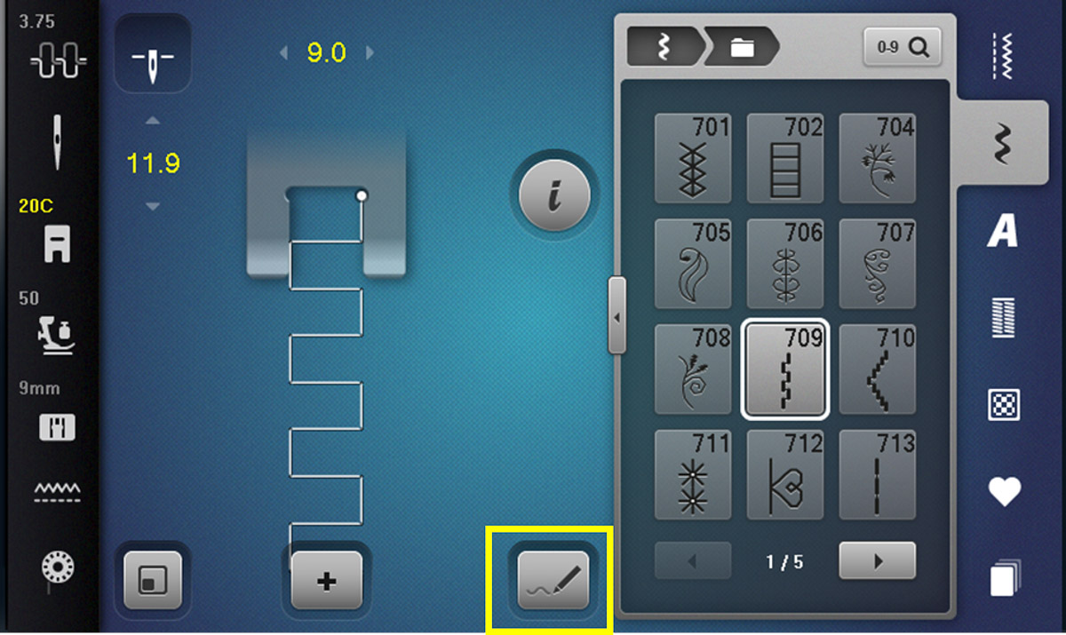 Display screen view of the highlighted Stitch Designer icon.
