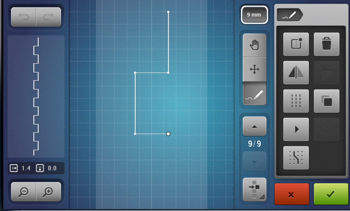 Display screen of the B 790 PLUS Stitch Run icon.