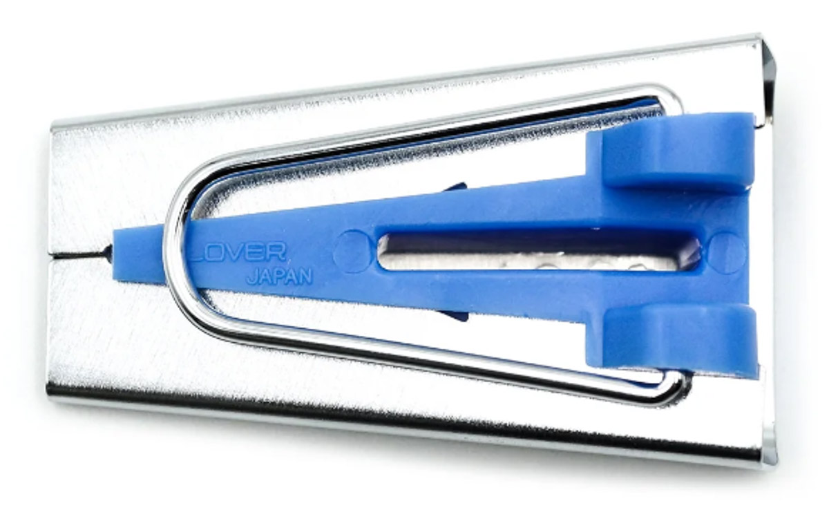Blue Clover Bias Tape Maker on a white background