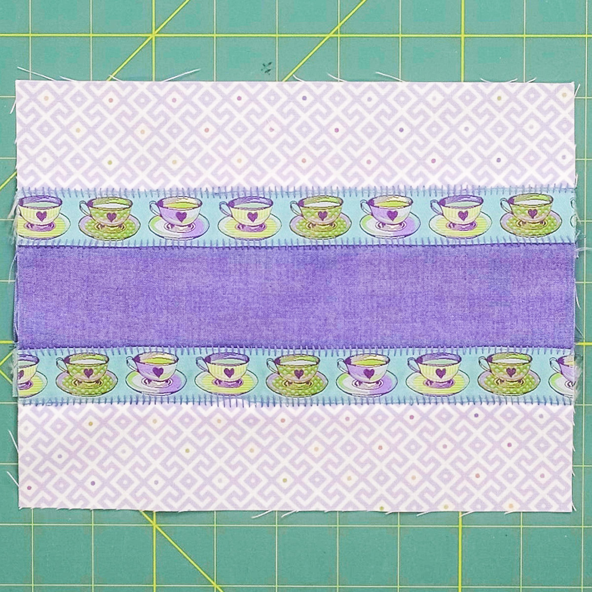 Finished overhead view after adding border fabrics.
