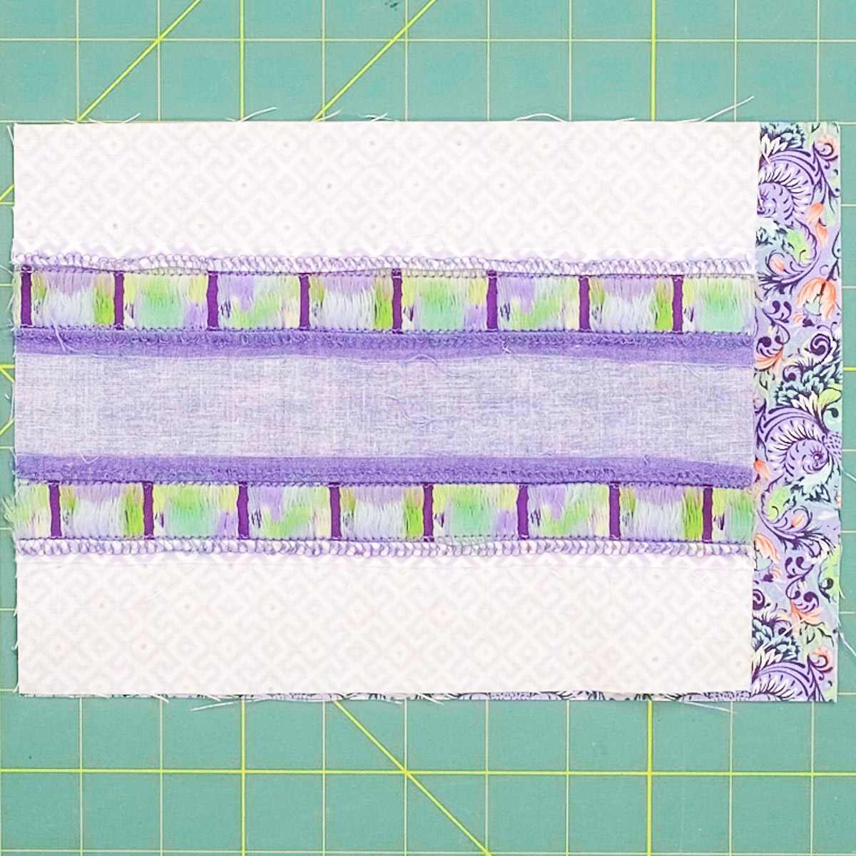 Overhead view of the top and back fabrics stacked together.