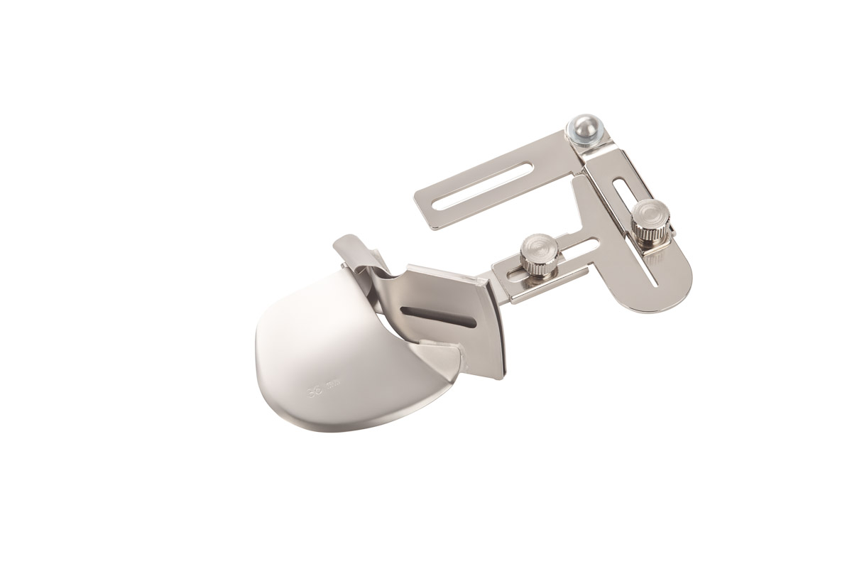 Silver binder attachment on a white background.