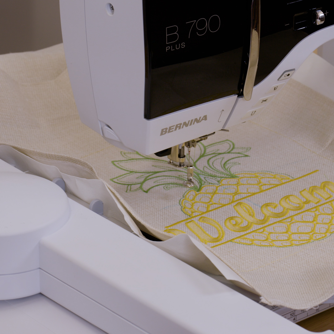 Close up view of stitched design