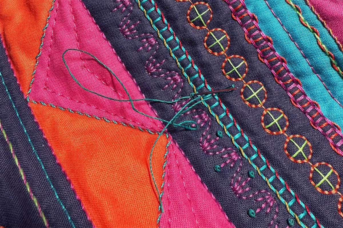 Straight Line Quilting Part 3- Adding French Knots to Stitch 1380