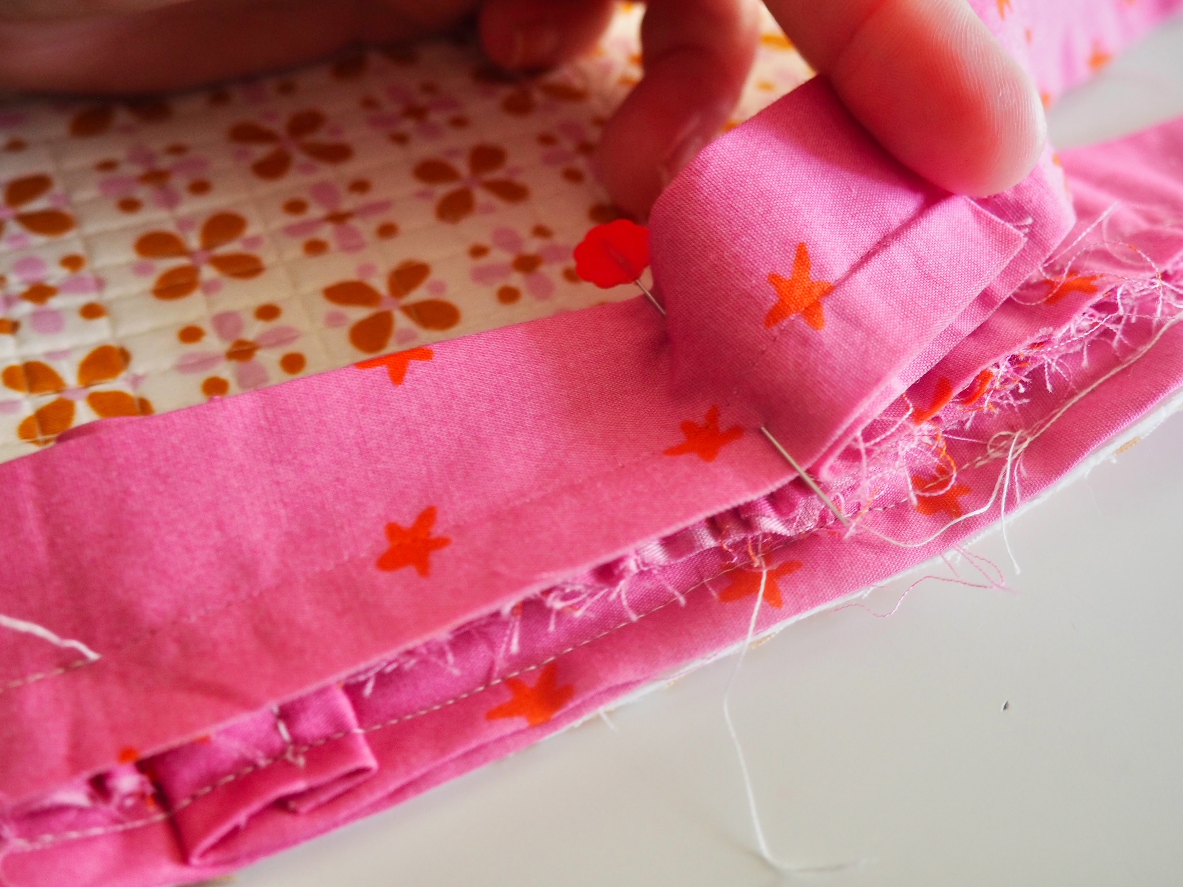 Ruffle Binding Tutorial - Pin Flat Strips